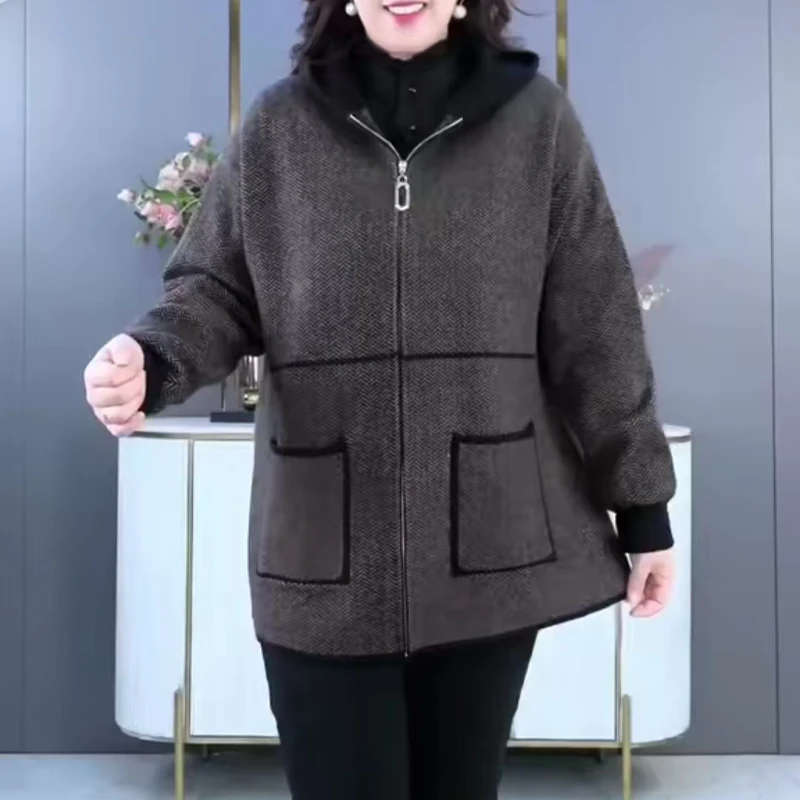 连帽针织外套韩版拉链QD341