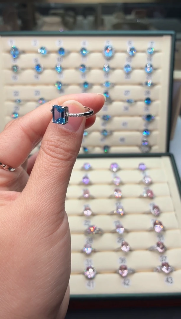 银S925镶嵌戒指海蓝宝石1