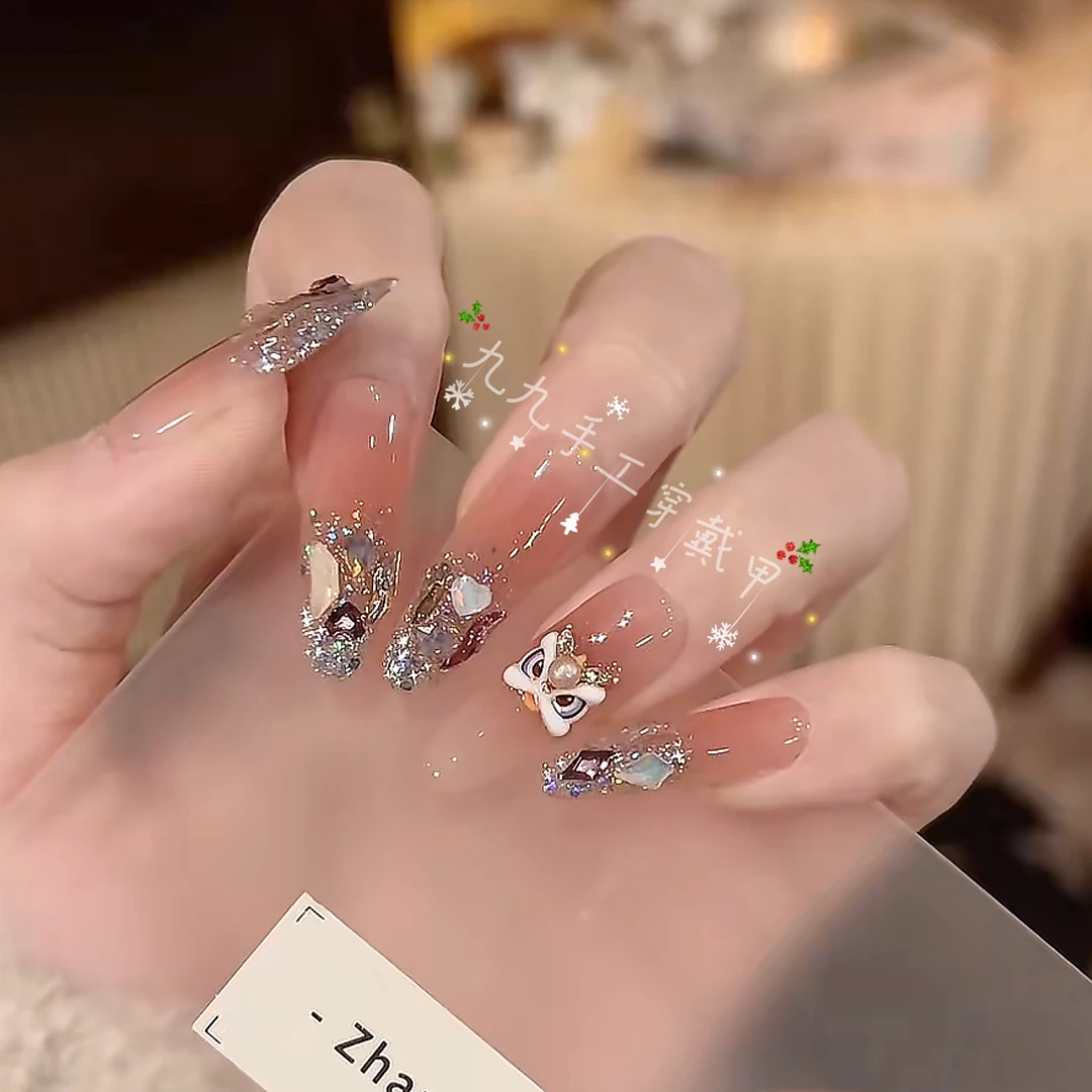 【新年醒狮】冬季醒狮纯手工穿戴甲光疗甲冰透四季流行 10片装