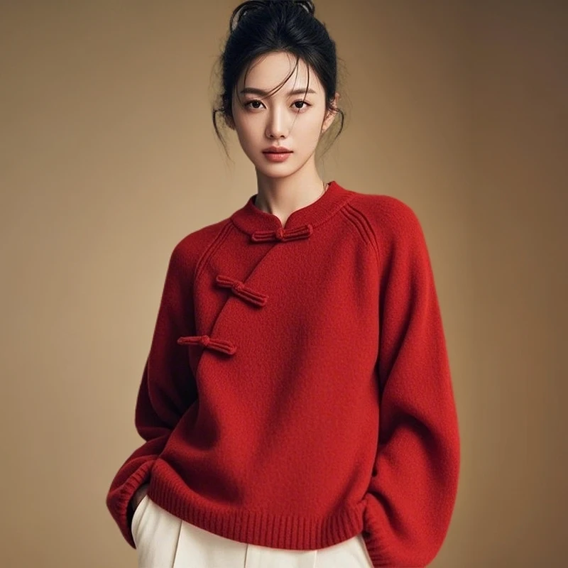 新中式女装国风复古针织毛衣高级感内搭打底上衣女款2025新款潮流