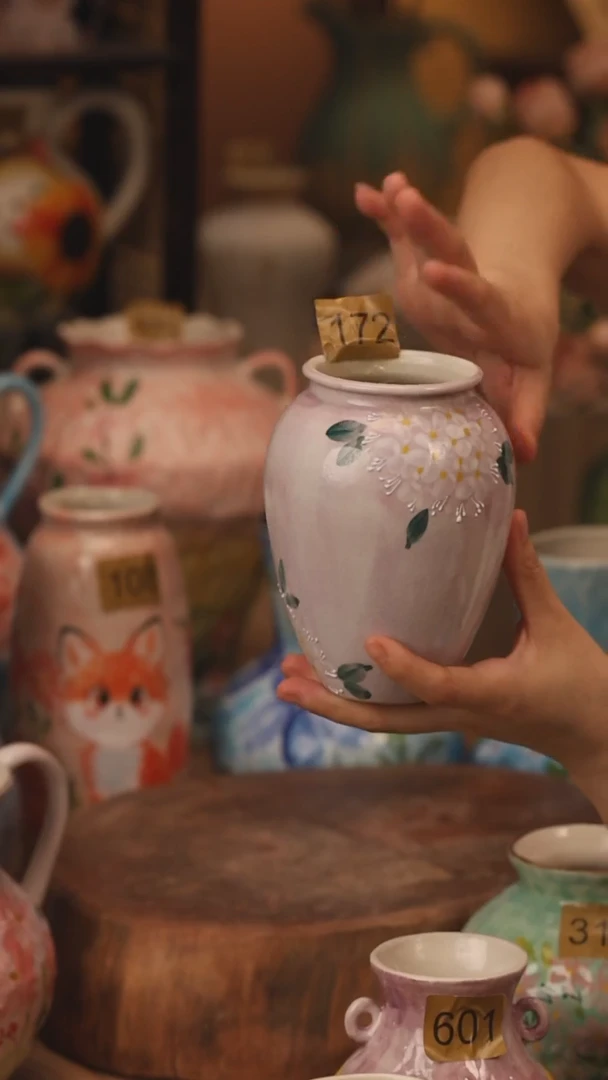 陶瓷172景德镇设计师手作花器摆件侘寂风