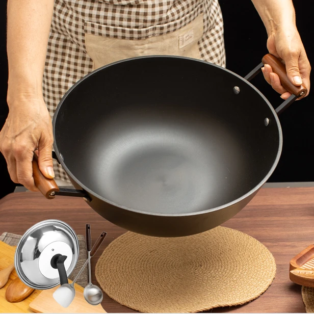 冀创双耳生铁铸铁炒锅炖锅34cm 36cm 38cm