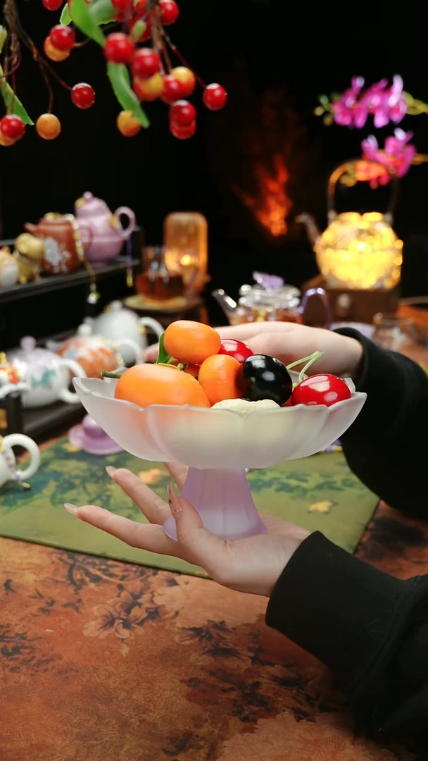 【闪购商品】紫色高足果蝶点心盘