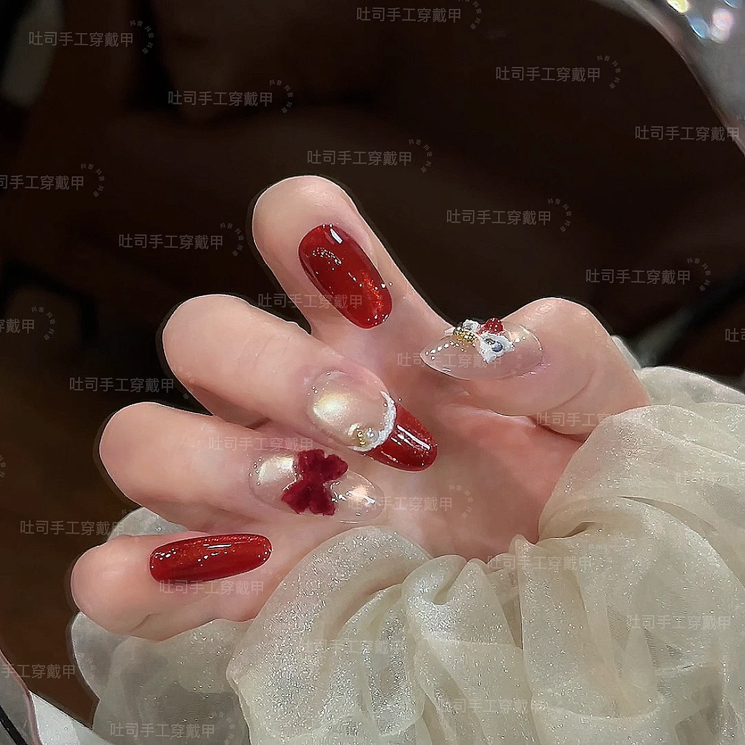 鸿运醒狮 穿戴甲纯手工美甲贴片T （10片）