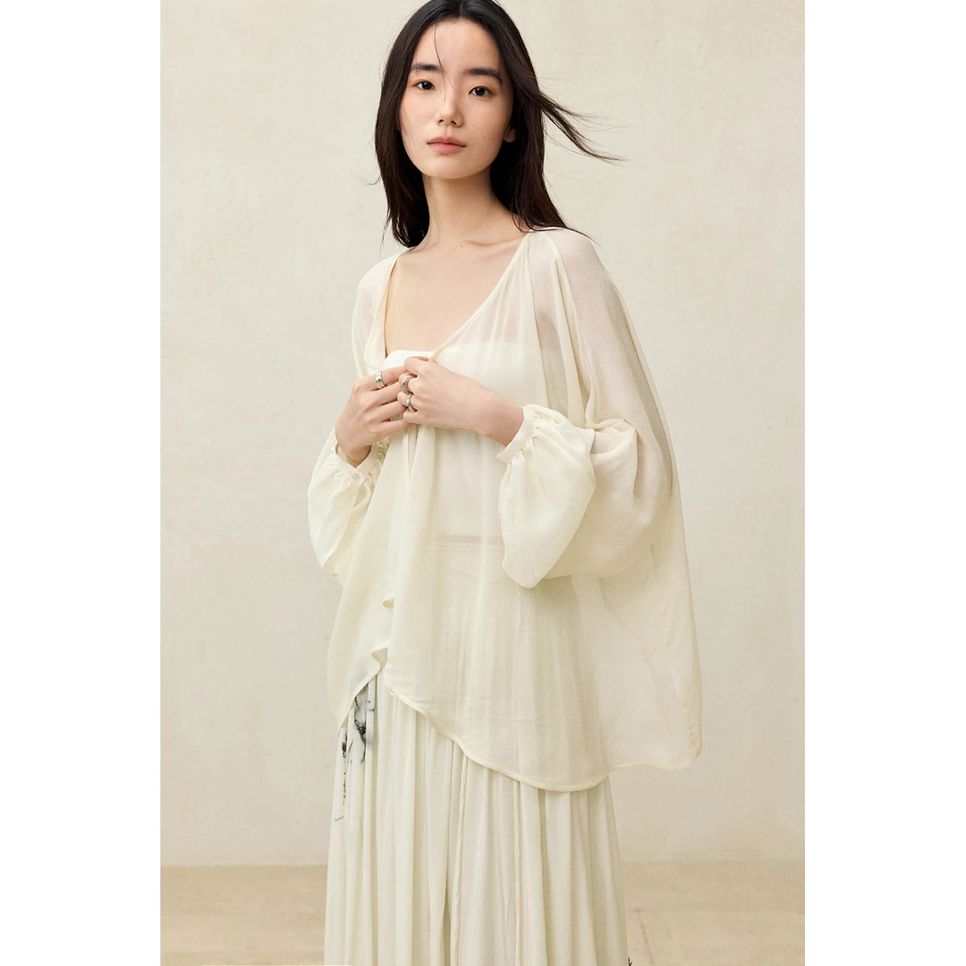 MURMUR MI 25SS 设计师品牌 后片交叉多穿法荡领上衣