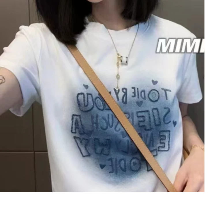 夏季大码休闲爱心短袖（1059）宽松百搭时尚洋气