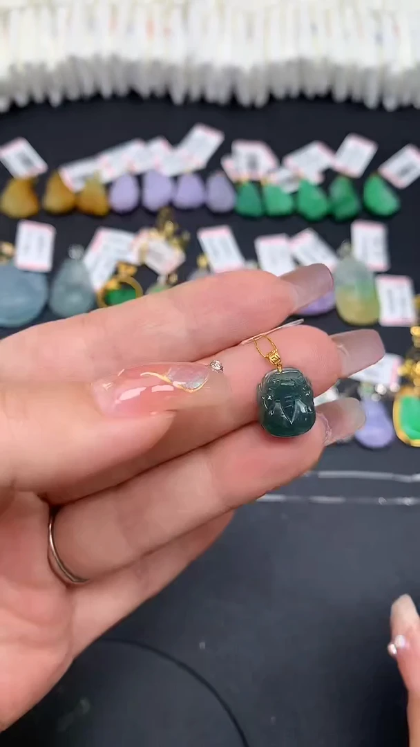 翡翠18K金镶嵌吊坠(不含链)MS194554