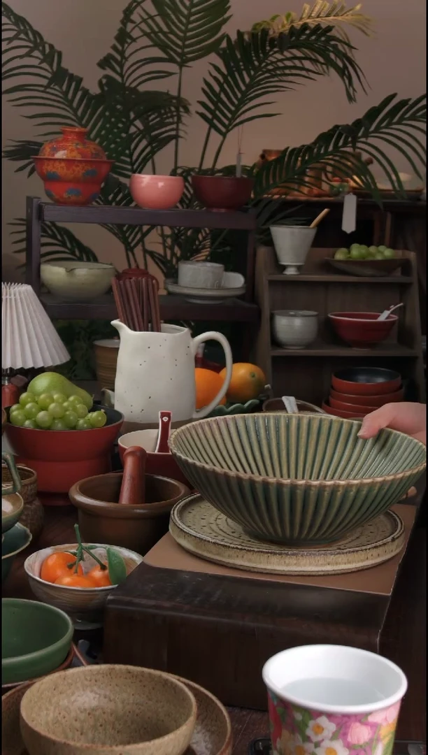 碗微瑕景德镇手工高温餐具菊花瓣大汤碗