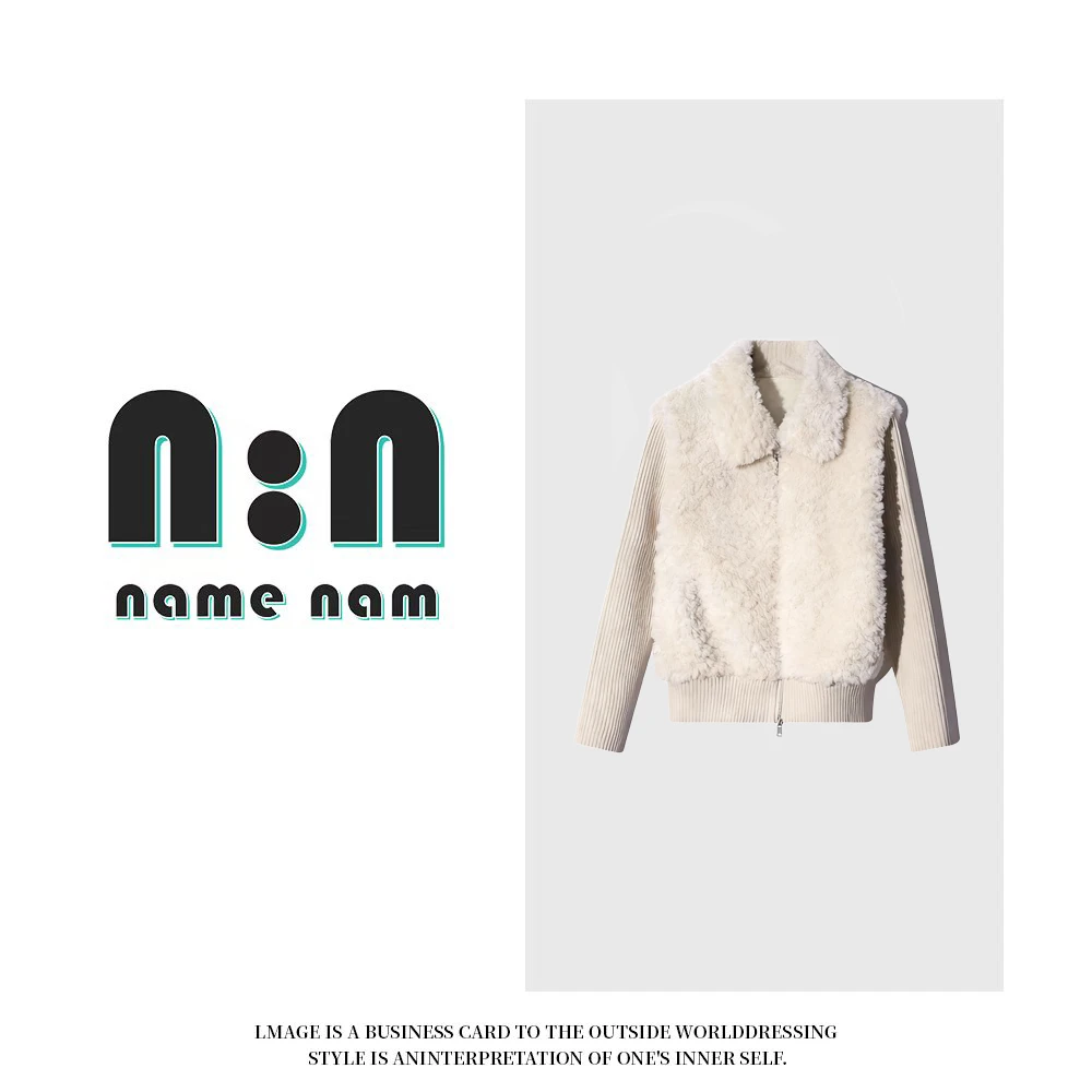 厚款女装拼接针织百搭卫衣休闲上衣短外套翻领 8226#