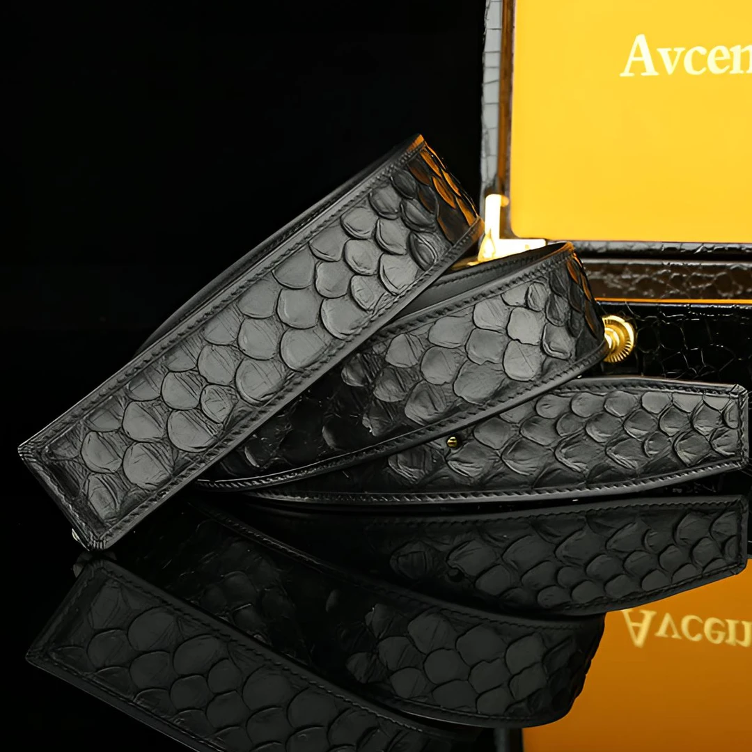 【蟒蛇皮腰带】新款男士皮带蟒蛇皮真皮腰带商务时尚百搭牛皮裤带潮