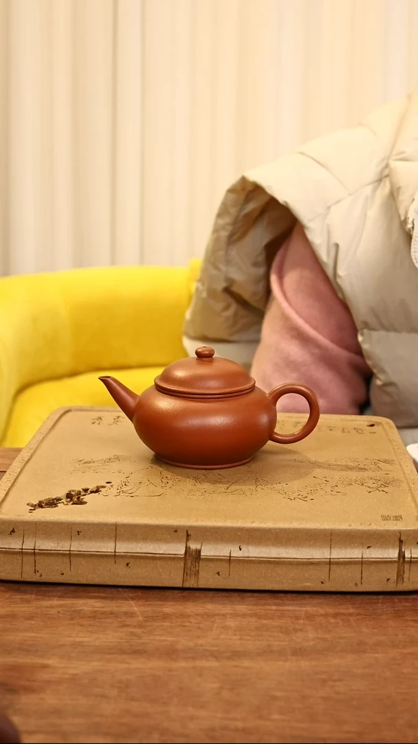 茶壶紫砂水平壶全砂朱泥全手工车华洋