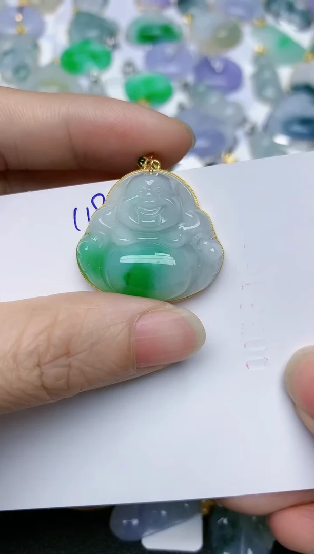 【闪购商品】翡翠颈饰18K金镶嵌天然翡翠A货    