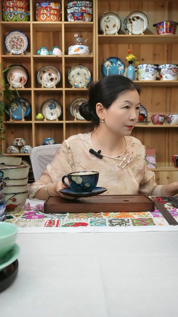 瓷片开***嘛小可陶瓷高温釉下彩咖啡杯碟2套