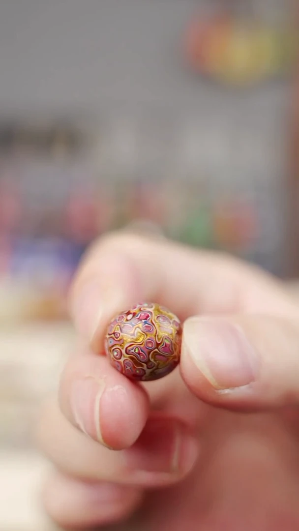 大漆圆珠1.3粉金