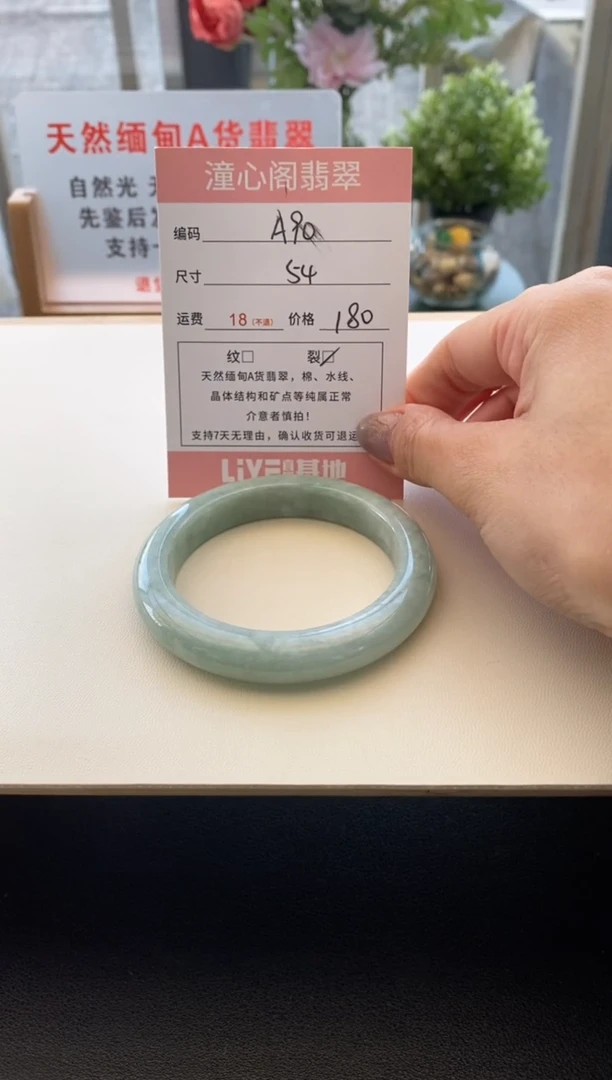 未镶嵌手镯翡翠圈口54.2编码A90