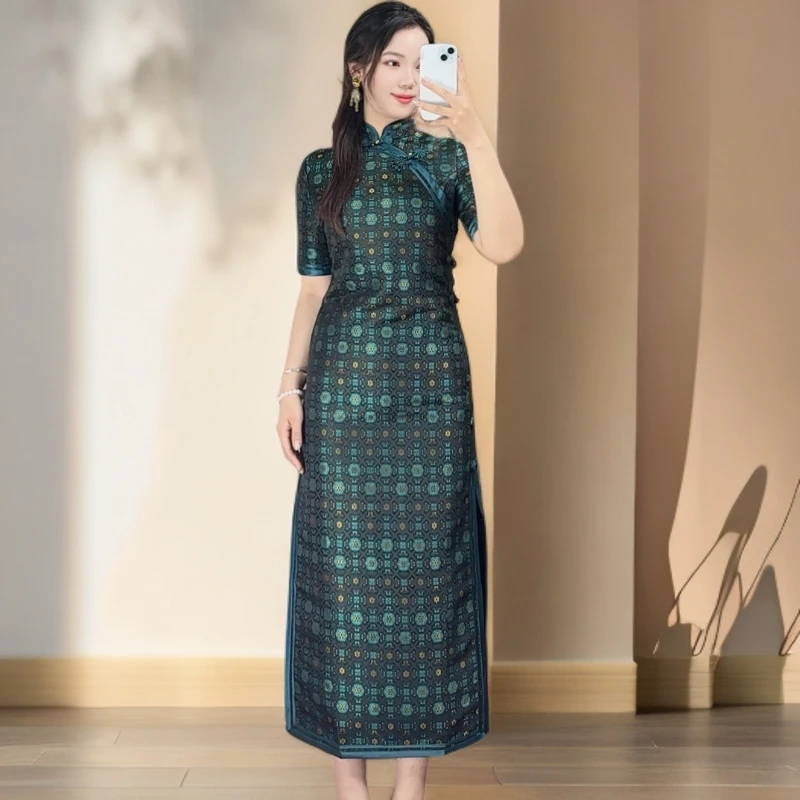 白幼秀高定全开襟福禄蝶至蓝蝶国风古法复古民国风夏季中式旗袍宋