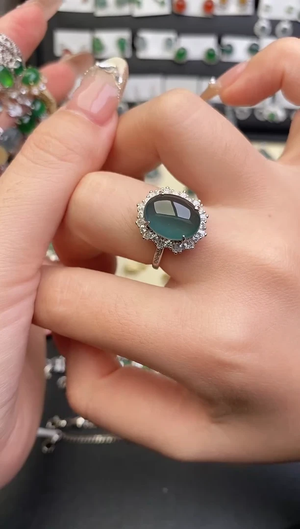 银S925镶嵌戒指翡翠0