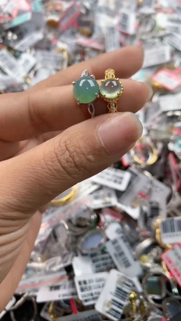 银S925镶嵌戒指翡翠444     7