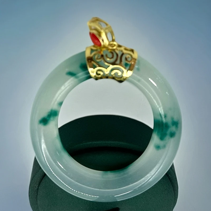 （库存处理）非洲翠高冰飘绿花大平安扣设计款Y2413多样发发其一