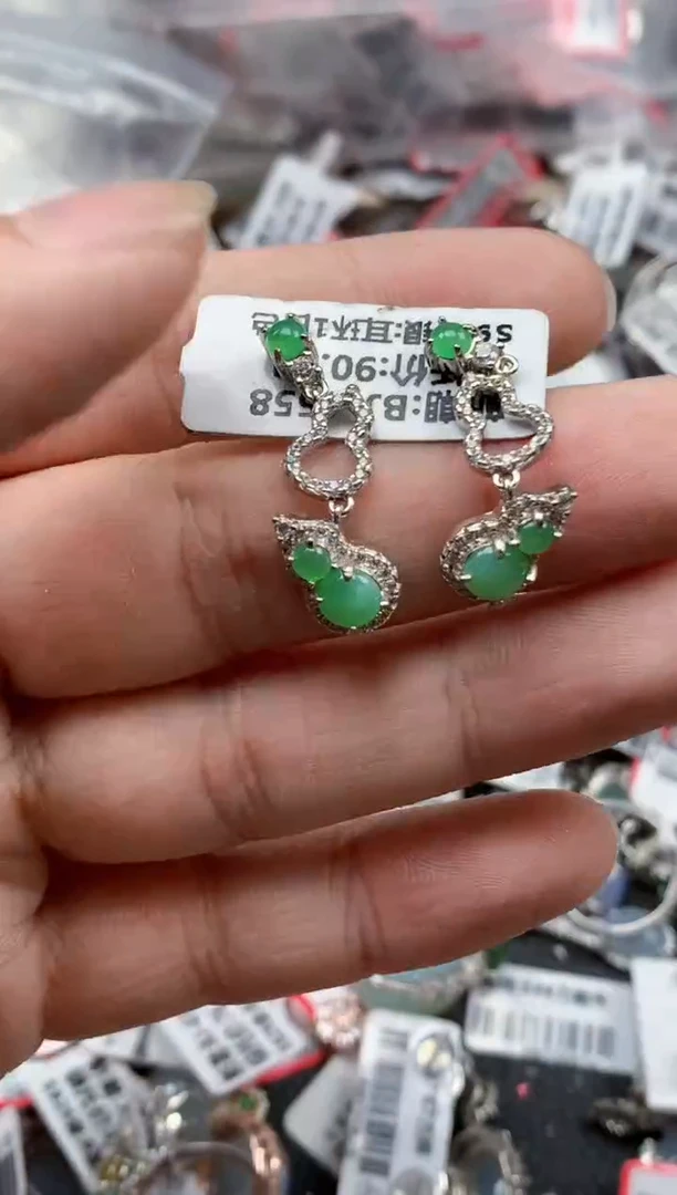 银S925镶嵌戒指翡翠天然A货缅甸翡翠
