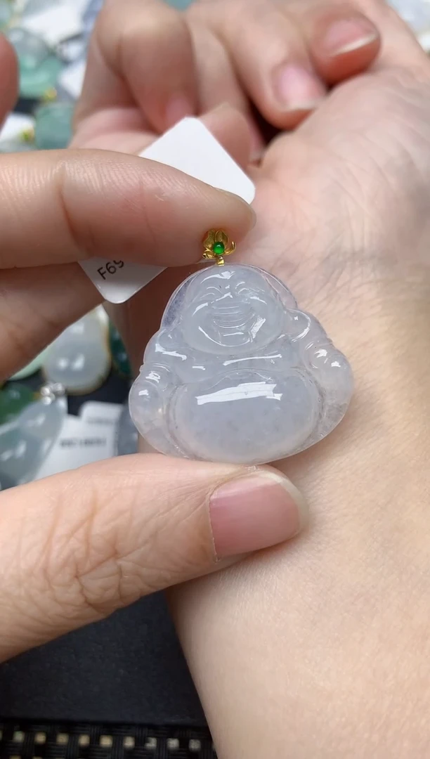 颈饰18K金镶嵌翡翠天然缅甸A货翡翠