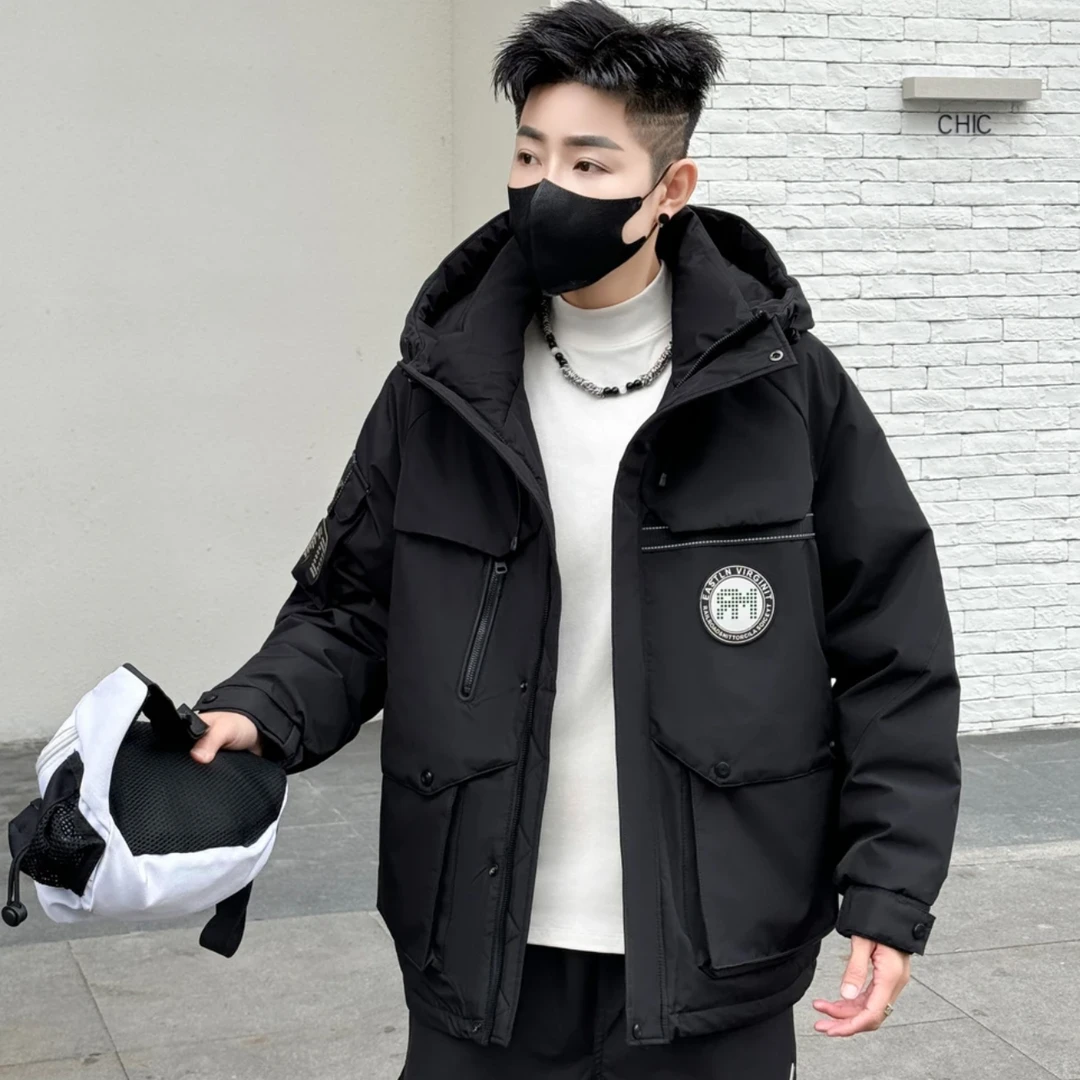 8801男士冬季新款连帽外套休闲时尚加厚百搭外套