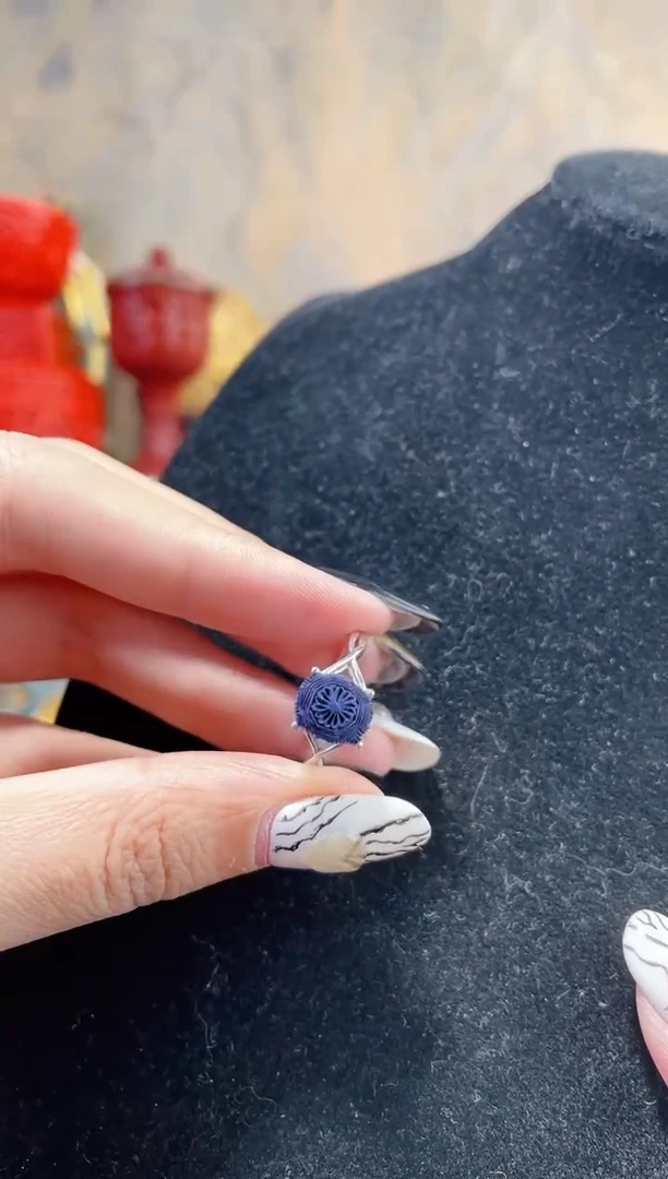 【闪购商品】非遗雕漆精品戒指蓝色