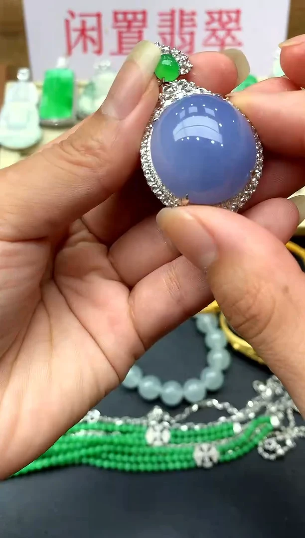 翡翠18K金镶嵌颈饰488-中国好珍宝