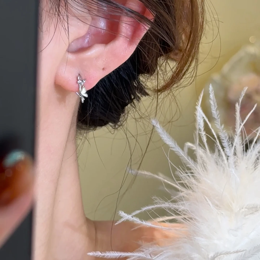 H474 蝴蝶耳环气质百搭小众简约个性