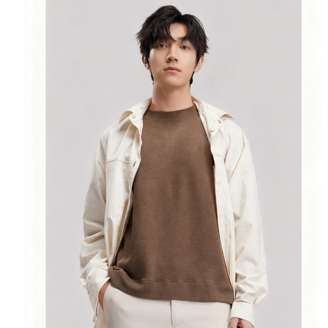 男士秋冬品质百搭打底衫针织半高领螺纹舒适保暖中领上衣