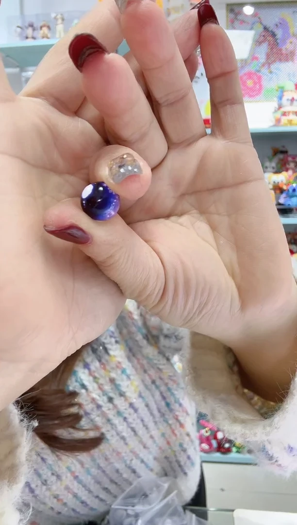 玻璃0601卡12眼睛珠1对分左右紫色