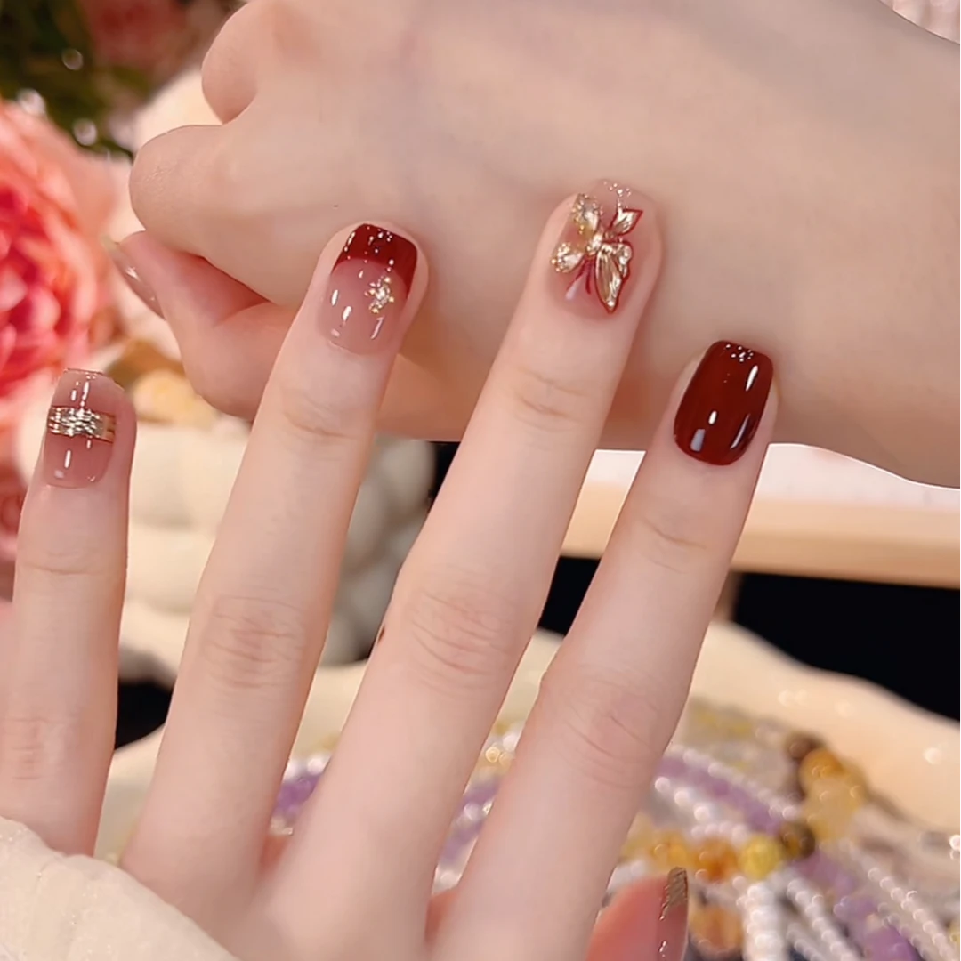 【波尔多】高级~纯手工穿戴甲可重复使用10个甲片