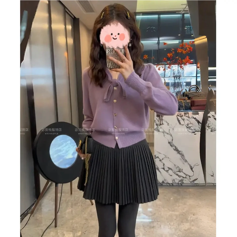 时尚潮流百搭精品女装针织毛衣短裙新款二件套遮肉早秋韩版高级感