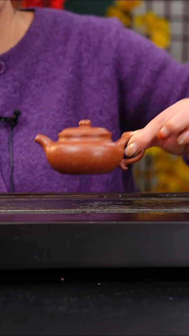 茶壶紫砂红朱段仿古120cc张涛