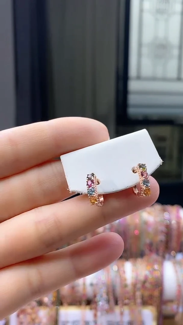 【闪购商品】碧玺耳扣银S925镶嵌666666666666