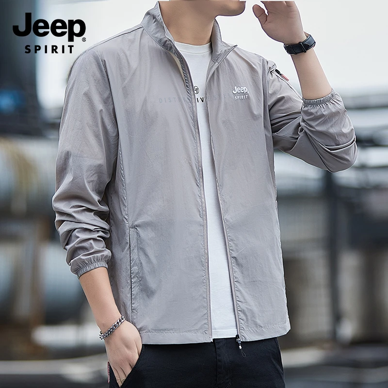 JEEP SPIRIT吉普新款防晒衣男士夏季防紫外线外套薄款连帽皮肤衣