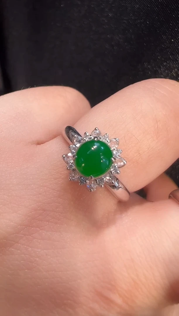 翡翠戒指18K金镶嵌AL1戒指