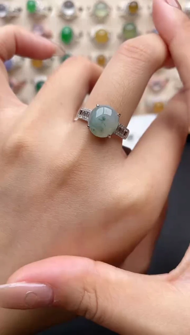 【闪购商品】翡翠戒指银S925镶嵌一物一证一礼盒