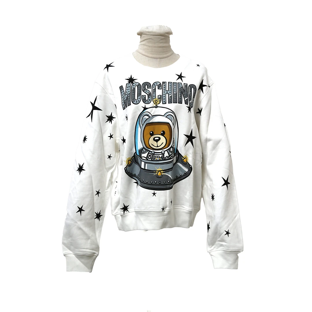 全新未使用 MOSCHINO 休闲星星太空熊圆领卫衣 白色 TP019008