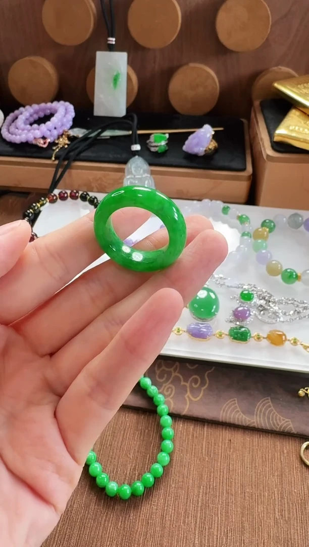 翡翠戒指未镶嵌手饰 17圈