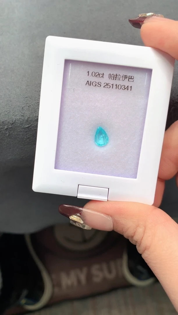 未镶嵌耳饰帕拉依巴碧玺1.02克拉霓虹蓝