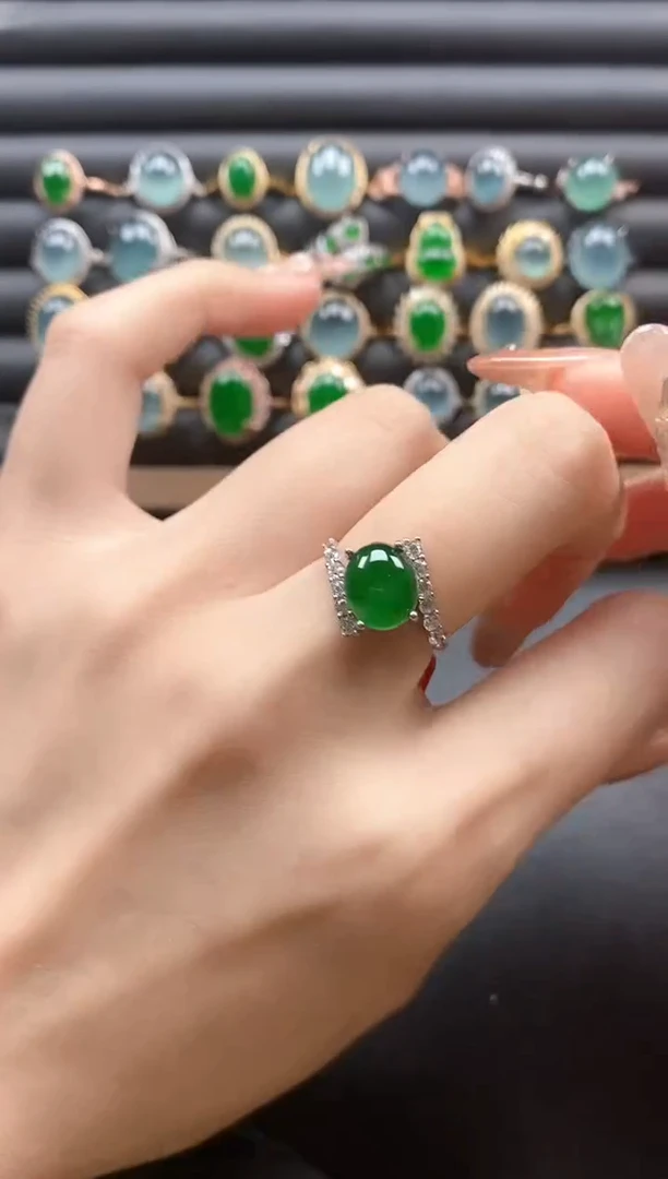 银S925镶嵌戒指翡翠51151