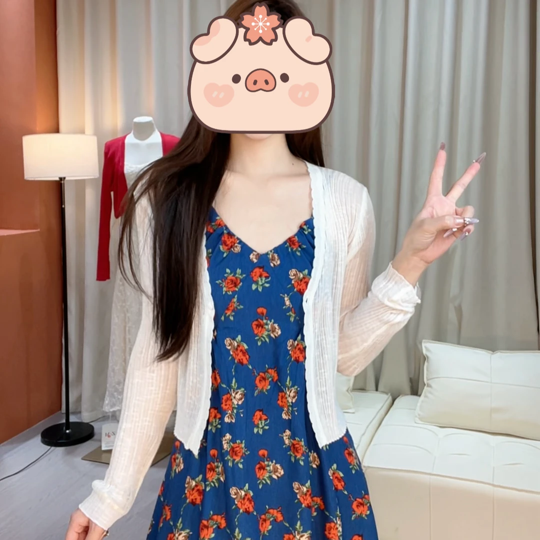 X206落肩式小开衫女2025夏季防嗮衫外搭薄款空调衫坎肩外套披肩