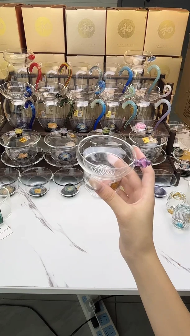 手工艺品玻璃禾器 奉珠茶漏浅紫 普通盒