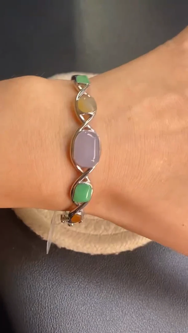 颈饰银S925镶嵌翡翠净货18102