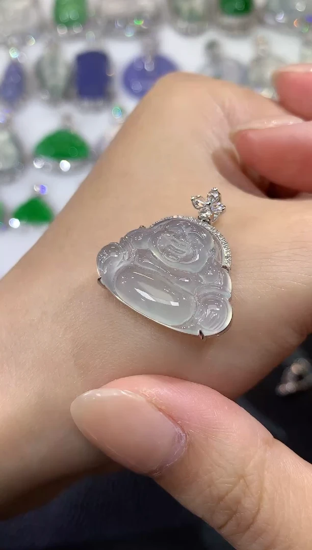 吊坠(不含链)18K金镶嵌翡翠A3