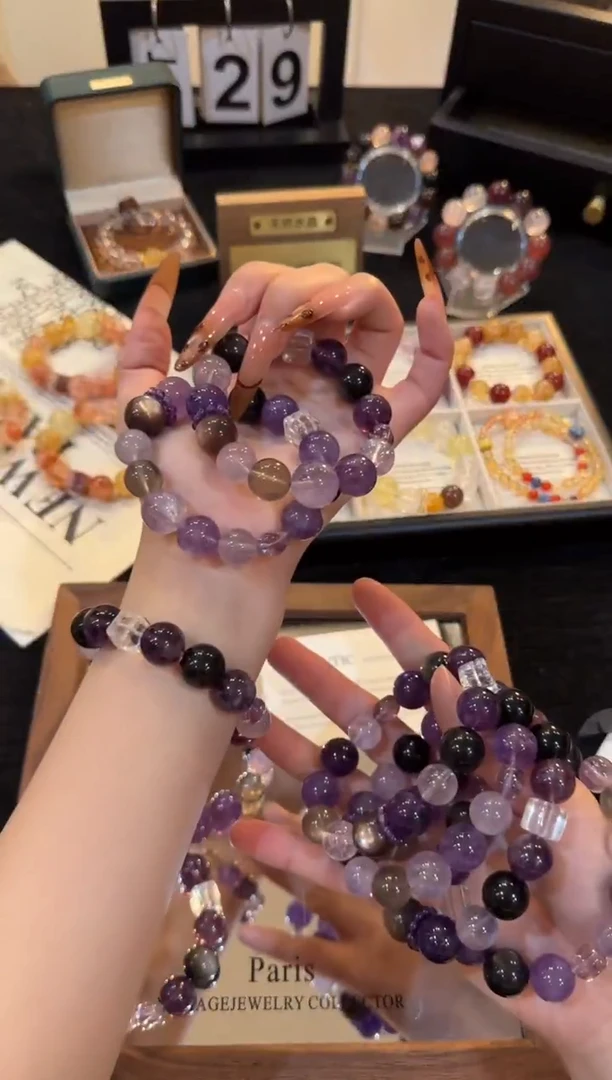 合金手链水晶深紫葡萄x3074