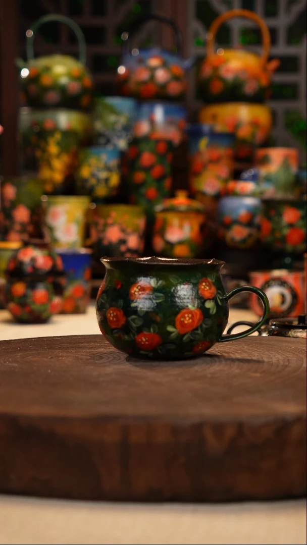 紫砂 油画釉下彩手绘