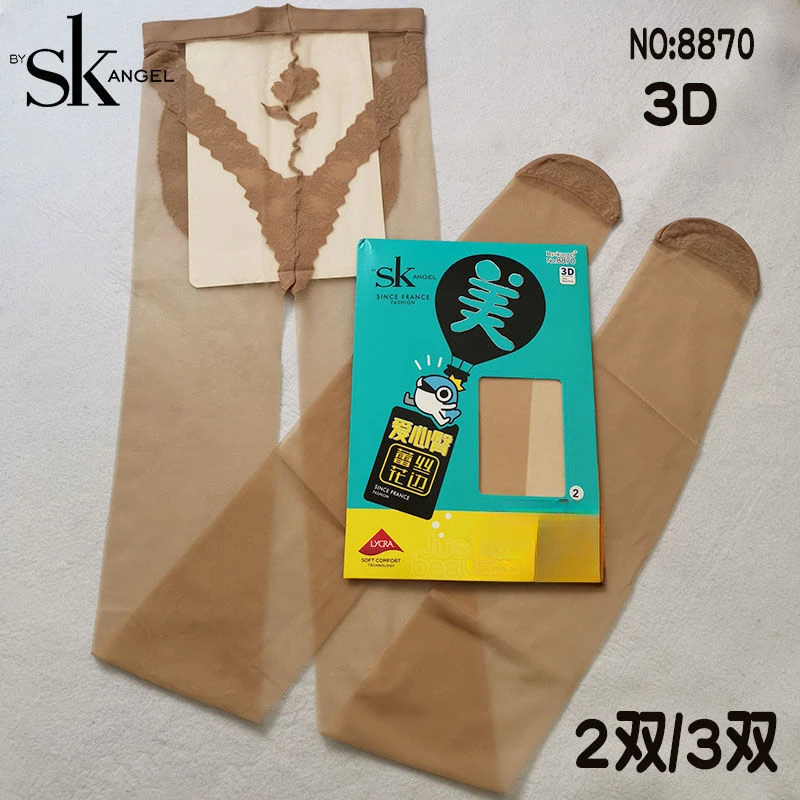 SK8870爱心臀蕾丝花边连裤袜夏新款一线裆3D超薄美臀光腿神器丝袜