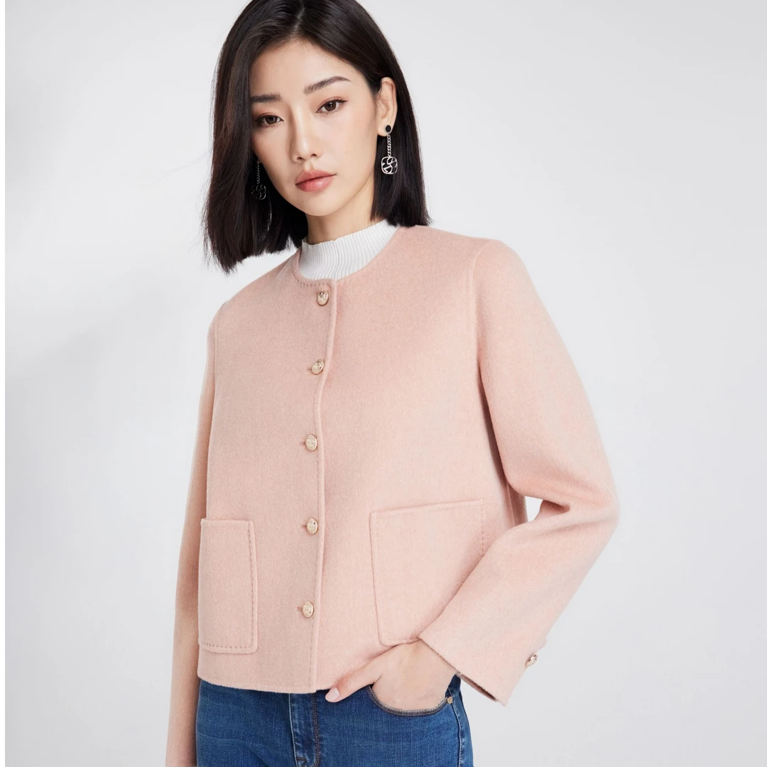 赢智尚短款绵羊毛大衣秋冬高级感毛呢外套ZK00075